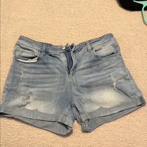 Time and Tru Blue Jean Shorts Distressed Casual Style